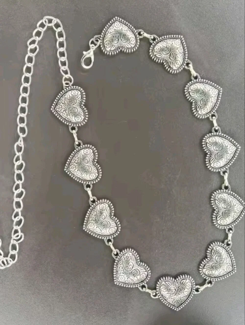 Vintage Silver Heart Chain Waist Belt - Women Accessories